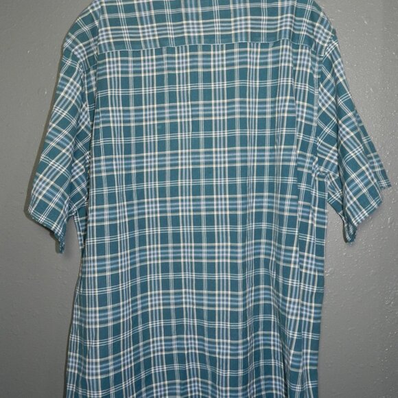 Carhartt Mens Greenish Blueish Plaid Button Down Short Sleeve Shirt Size XXL - Picture 4 of 8